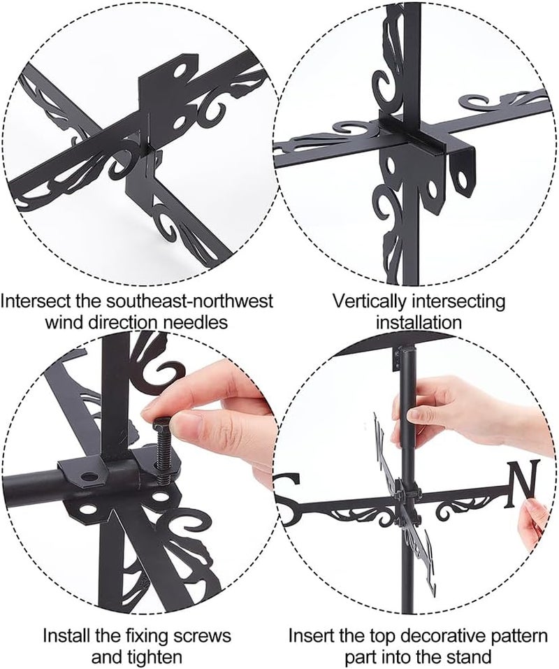 SUPERDANT Western Scene Weather Vane Sun Cactus Wind Vanes for Yard Metal Weathervane Roof Mount for Gardens Outside Black Weathervanes Farmhouse Farm Barn Sheds Patio Decorations - Image 4